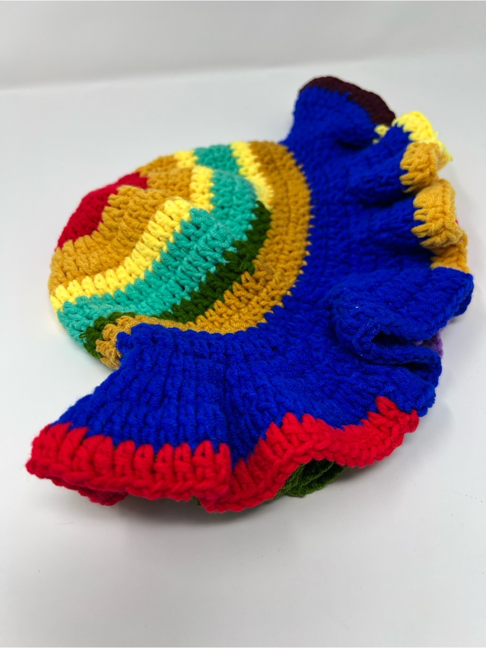 Handmade Multicolor Crochet Ruffle Hat - Multicolor - Picture 3 of 4